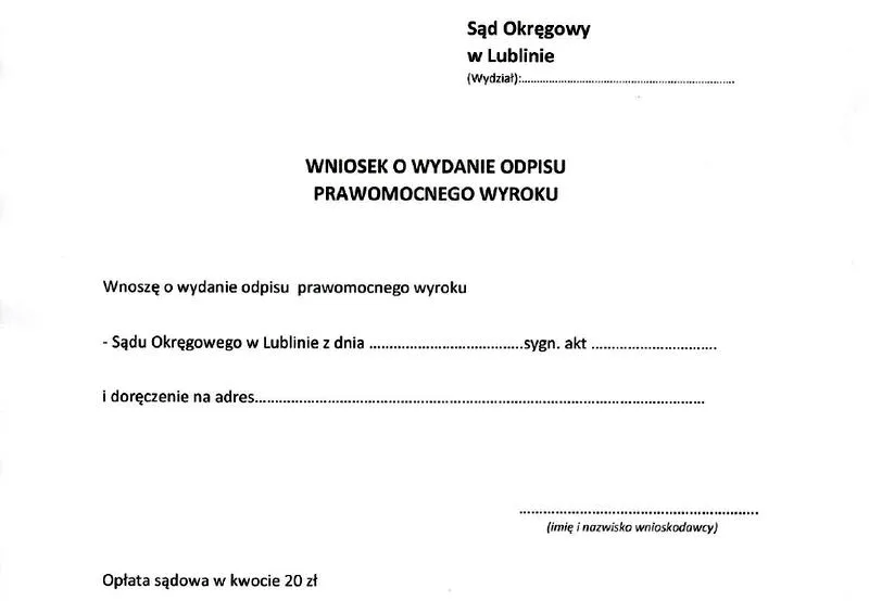 Dokumenty do wyroku