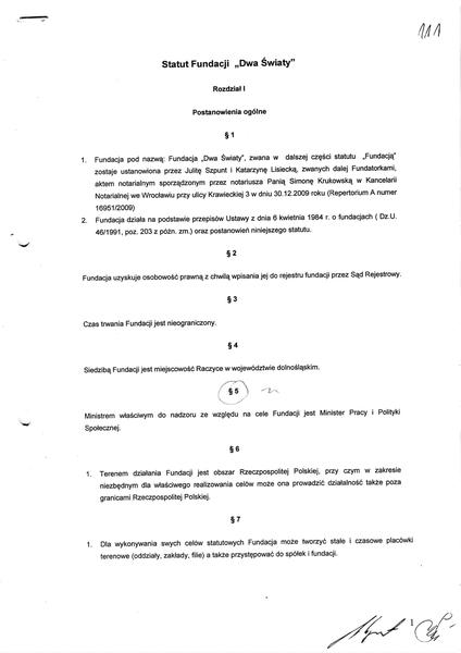 Dostęp do statutu fundacji