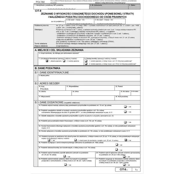 Formularze CIT-8 dla fundacji