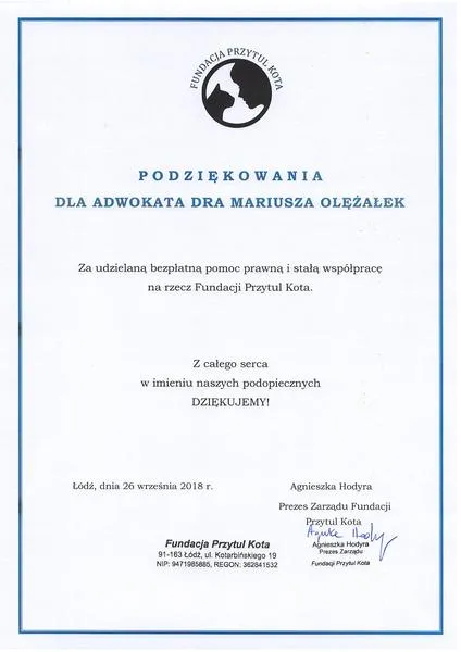Wdzięczność adwokatowi